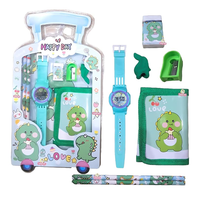 Space travel & Happy day Watch Pencil Set (Blue & Green)