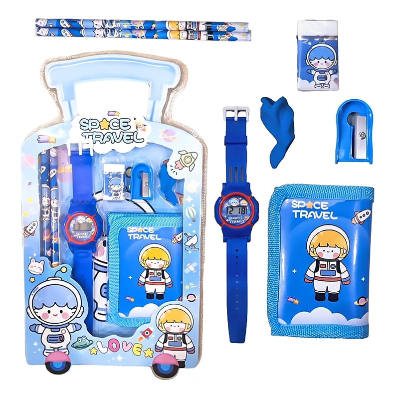 Space travel & Happy day Watch Pencil Set (Blue & Green)