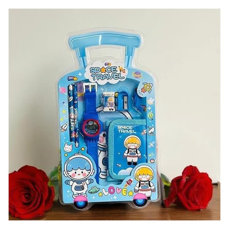 Space travel & Happy day Watch Pencil Set (Blue & Green)