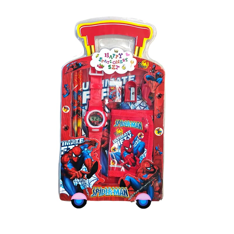 Minion Stationery Kit & Spiderman Watch Pencil Set for Kids (pack of 2)