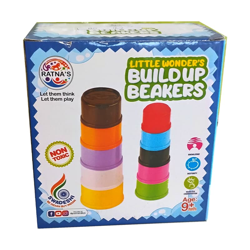 Plastic Build Up Stacking Beakers and Cubes Combo of 2 for Kids