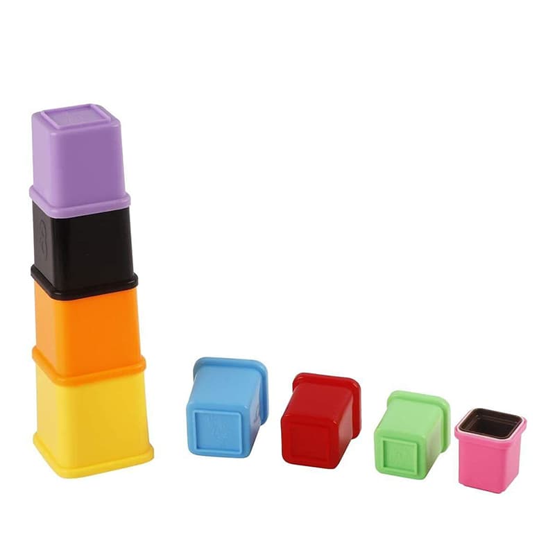 Plastic Build Up Stacking Beakers and Cubes Combo of 2 for Kids