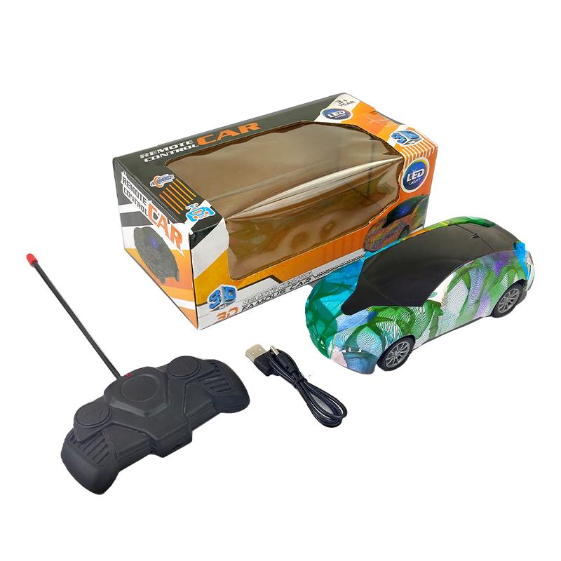 3D Remote Control Famous car with LED Light (Green) | Remote Control Toy for Kids | RC Rechargeable Battery Operated Toy | RC Toys