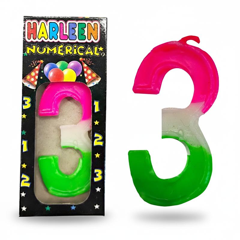 Harleen Harleen Numerical Candle No. 3 | Cake Topper & Birthday Candle Set | Birthday Party Candle Decoration | Cake Toppers