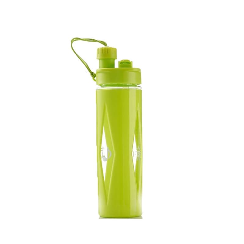 Transparent Water Bottle Music Design (Green)