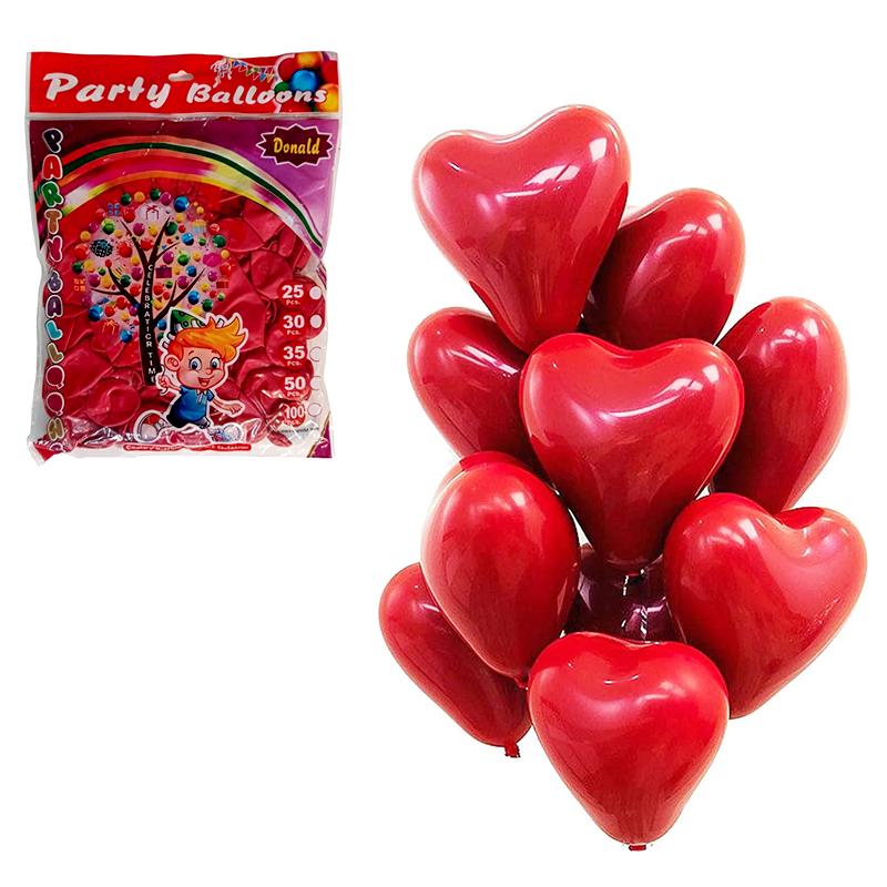 Donald Pastel Heart Shape Birthday Party Balloon (Red) | Party Balloon Set | Birthday Decoration Balloon Pack | Party Balloons
