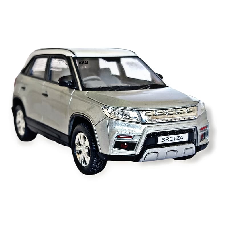 Centy toys Brezza White Car (New Release) (Silver, Pack of: 1) | Toy Car for Kids | Pull Back Diecast Race Car Toy | Toy Cars