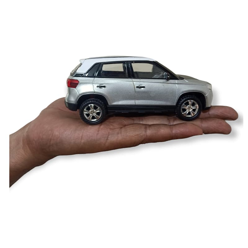 Centy toys Brezza White Car (New Release) (Silver, Pack of: 1) | Toy Car for Kids | Pull Back Diecast Race Car Toy | Toy Cars