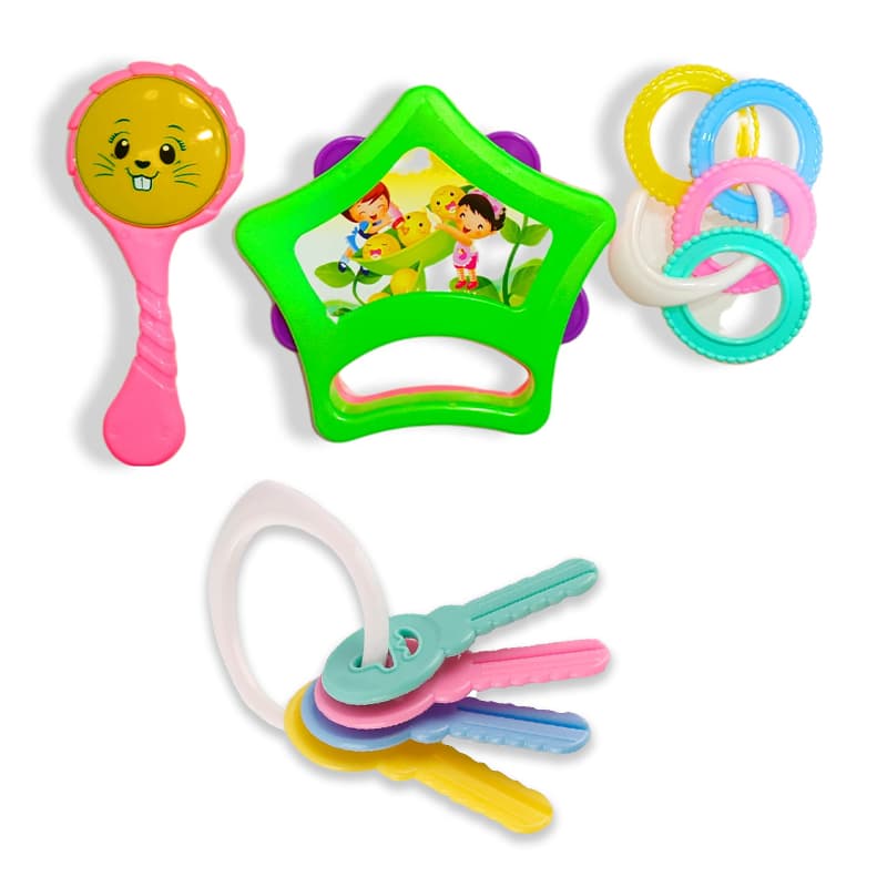 Combo Little doll rattle set of 4 pcs and Little doll rattle set 3pcs pack of 2