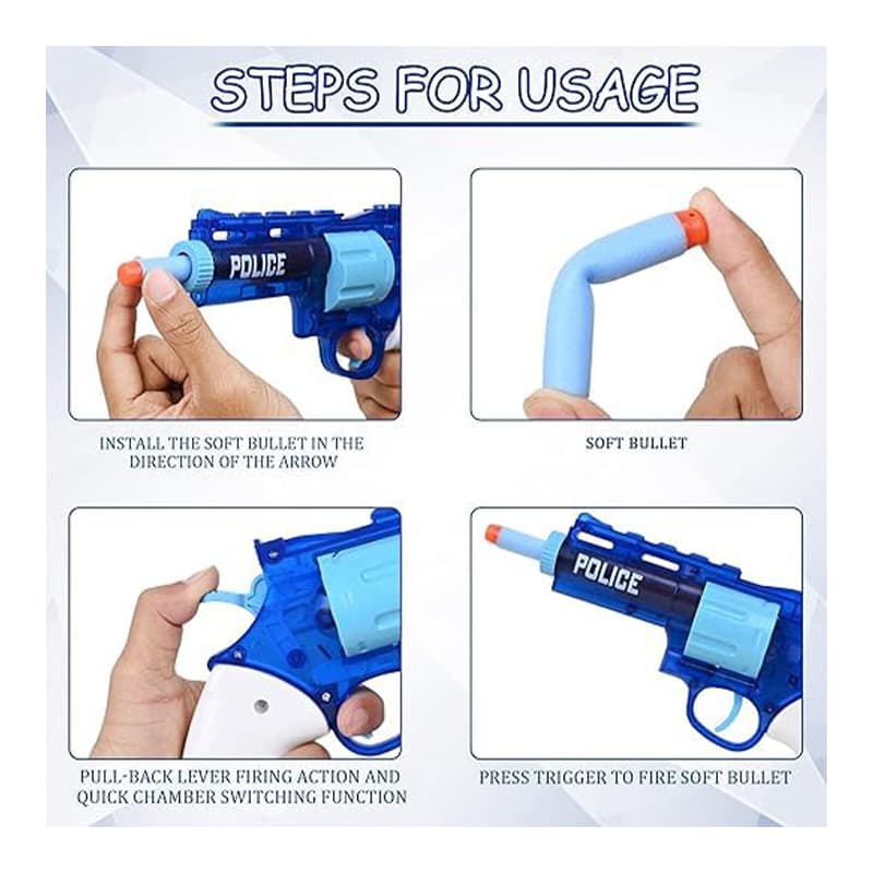 Play Run City Police Soft Bullet Gun (Blue) | Role Play Toy Set for Kids | Pretend Play Kitchen Doctor Kit | Role Play