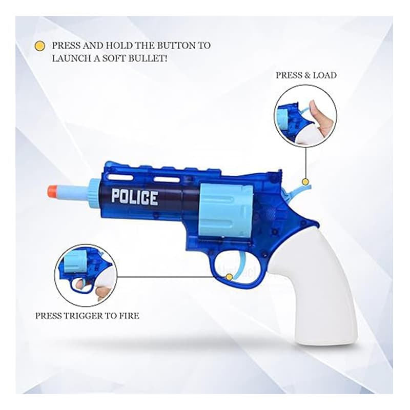 Play Run City Police Soft Bullet Gun (Blue) | Role Play Toy Set for Kids | Pretend Play Kitchen Doctor Kit | Role Play