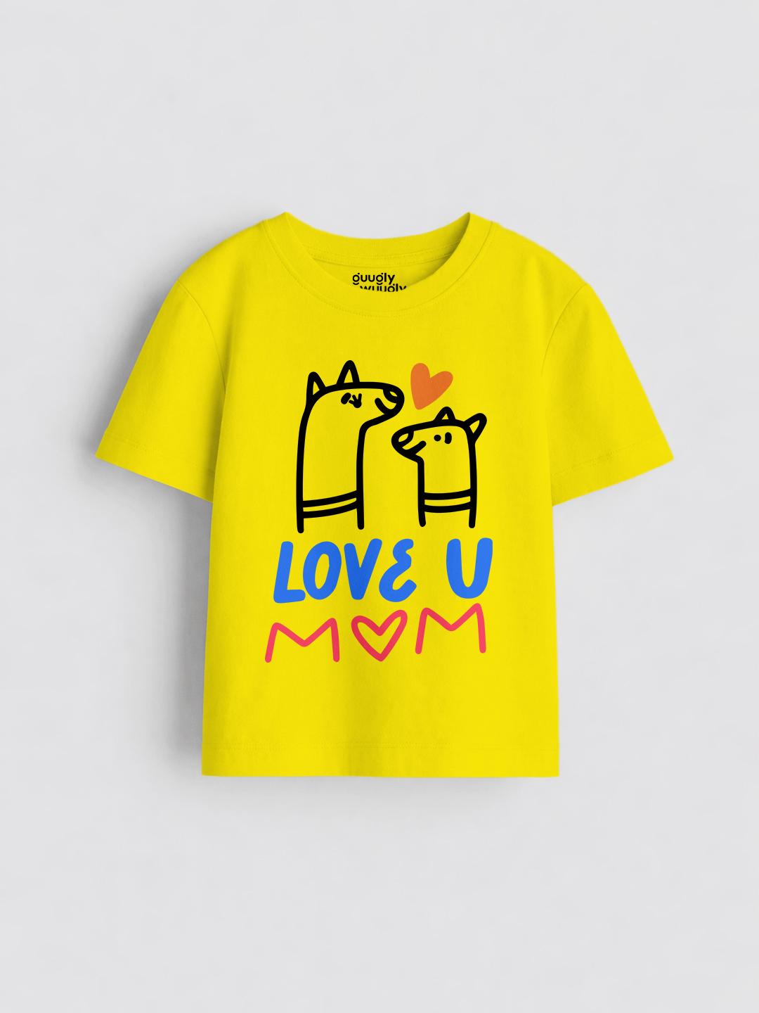 Unisex Love U Mom Bright Yellow Tshirt | Guugly Wuugly