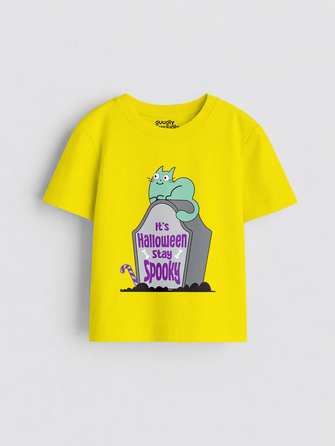 Girls Stay Spooky Bright Yellow Tshirt | Guugly Wuugly