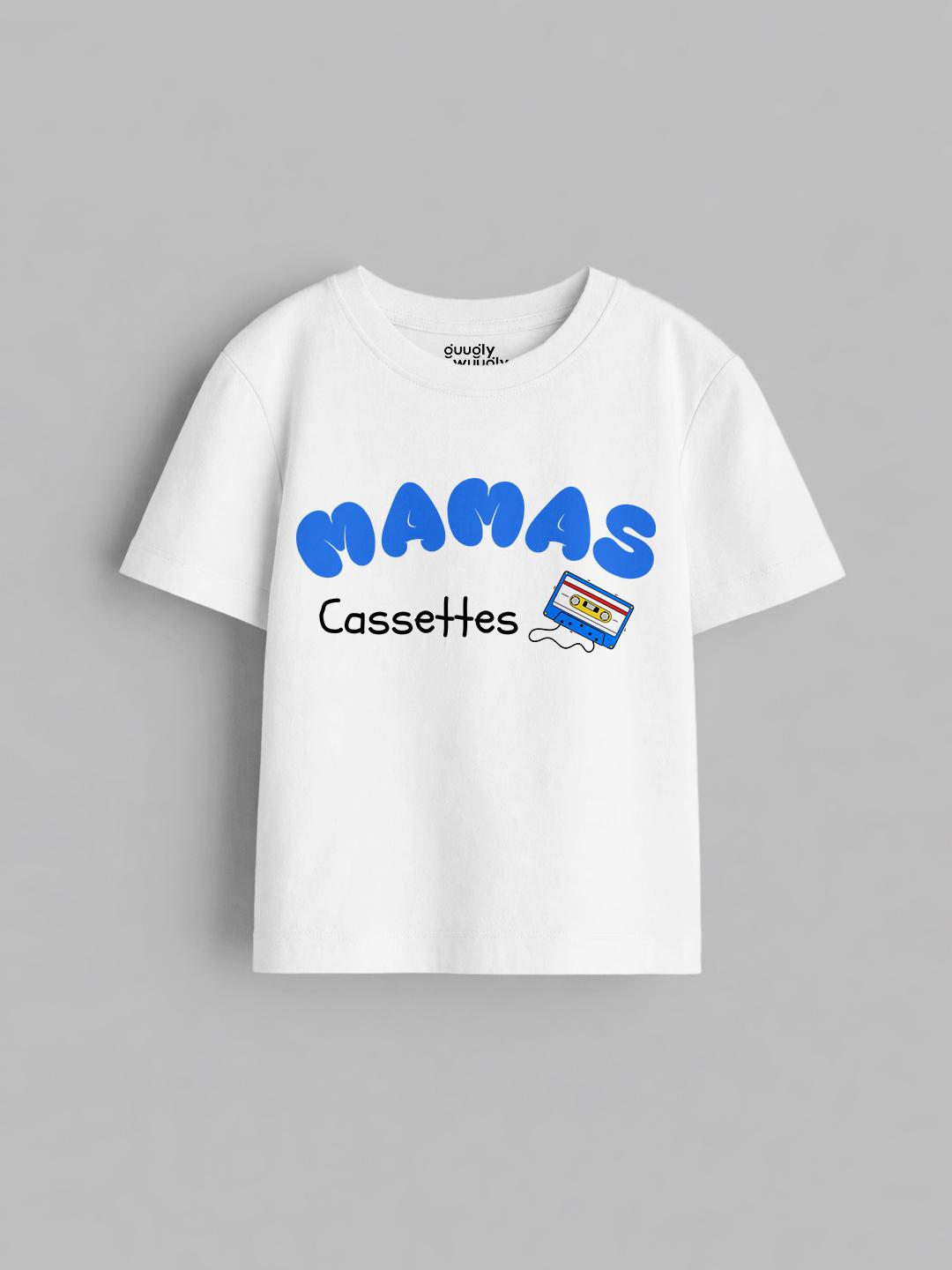 Boys Mamas Cassette White Tshirt | Guugly Wuugly
