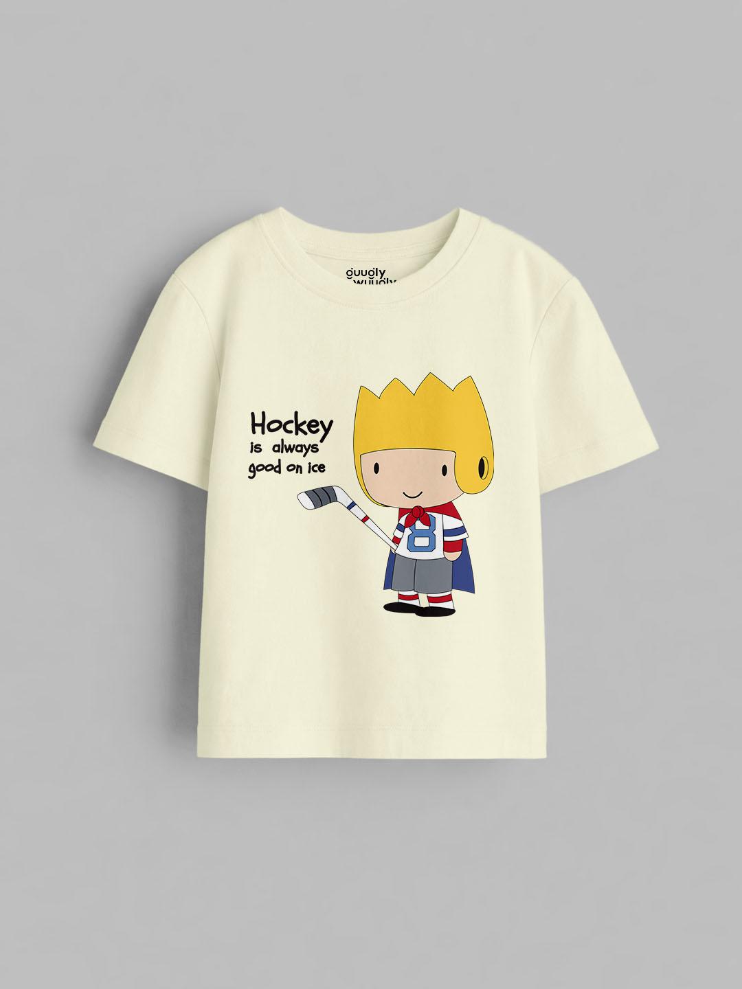 Boys Hockey White Tshirt | Guugly Wuugly