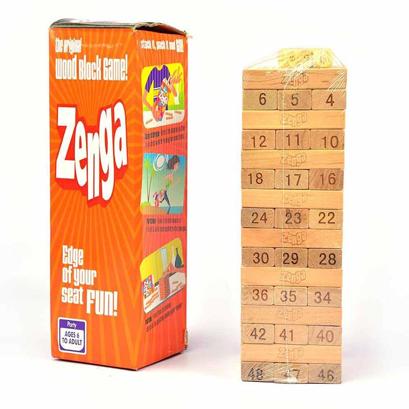 Zenga Wooden Block Stacking Game 48 Wooden Blocks Game 4 Wooden dice | Building Blocks Toy for Kids | Construction Set Learning Toy | Building Blocks