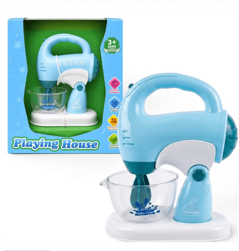 iLearnNGrow Pretend Play Hand Blender Mixer Toy for Kids | Light & Sound Kitchen Appliance Set with Rotating Beater | Role Play Cooking Toy for Boys & Girls 3+ Years