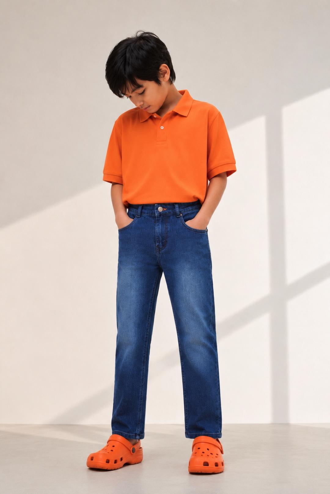 Tales & Stories Boys Denim Dark Blue Casual Slimt Fit Jeans