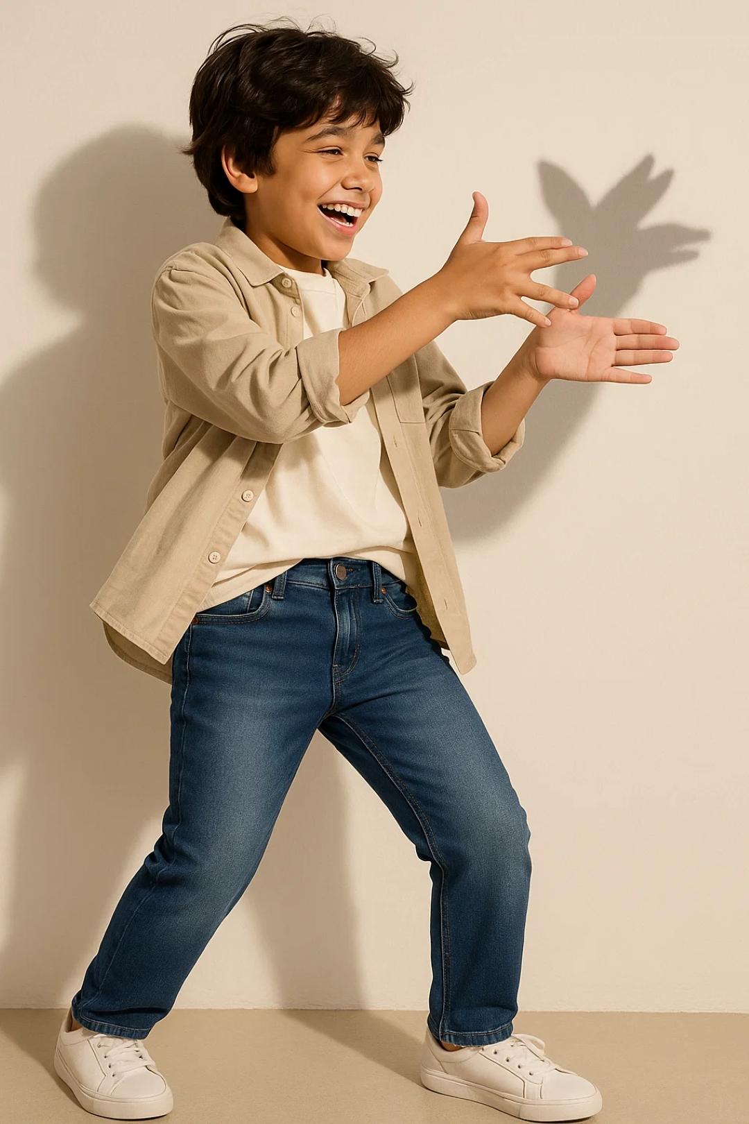 Tales & Stories Boys Denim Blue Casual Slimt Fit Jeans