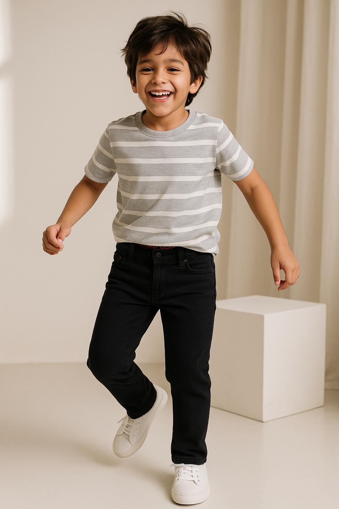 Tales & Stories Boys Denim Jet Black Casual Slimt Fit Jeans
