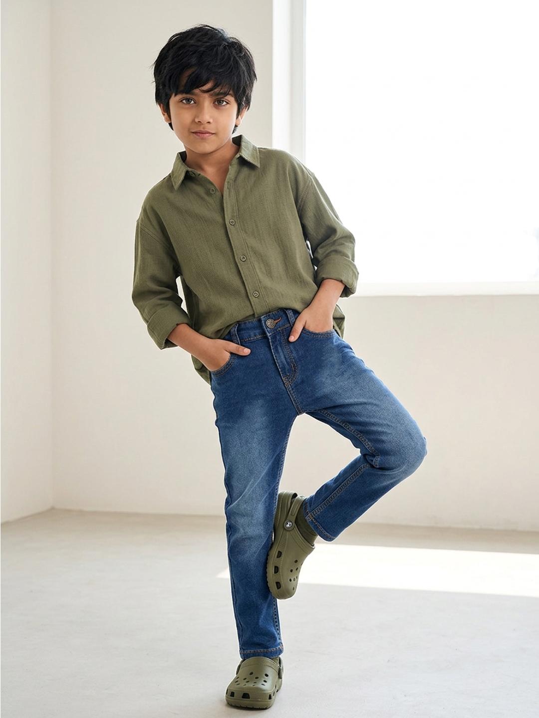 Tales & Stories Boys Denim Dark Blue Casual Slimt Fit Jeans