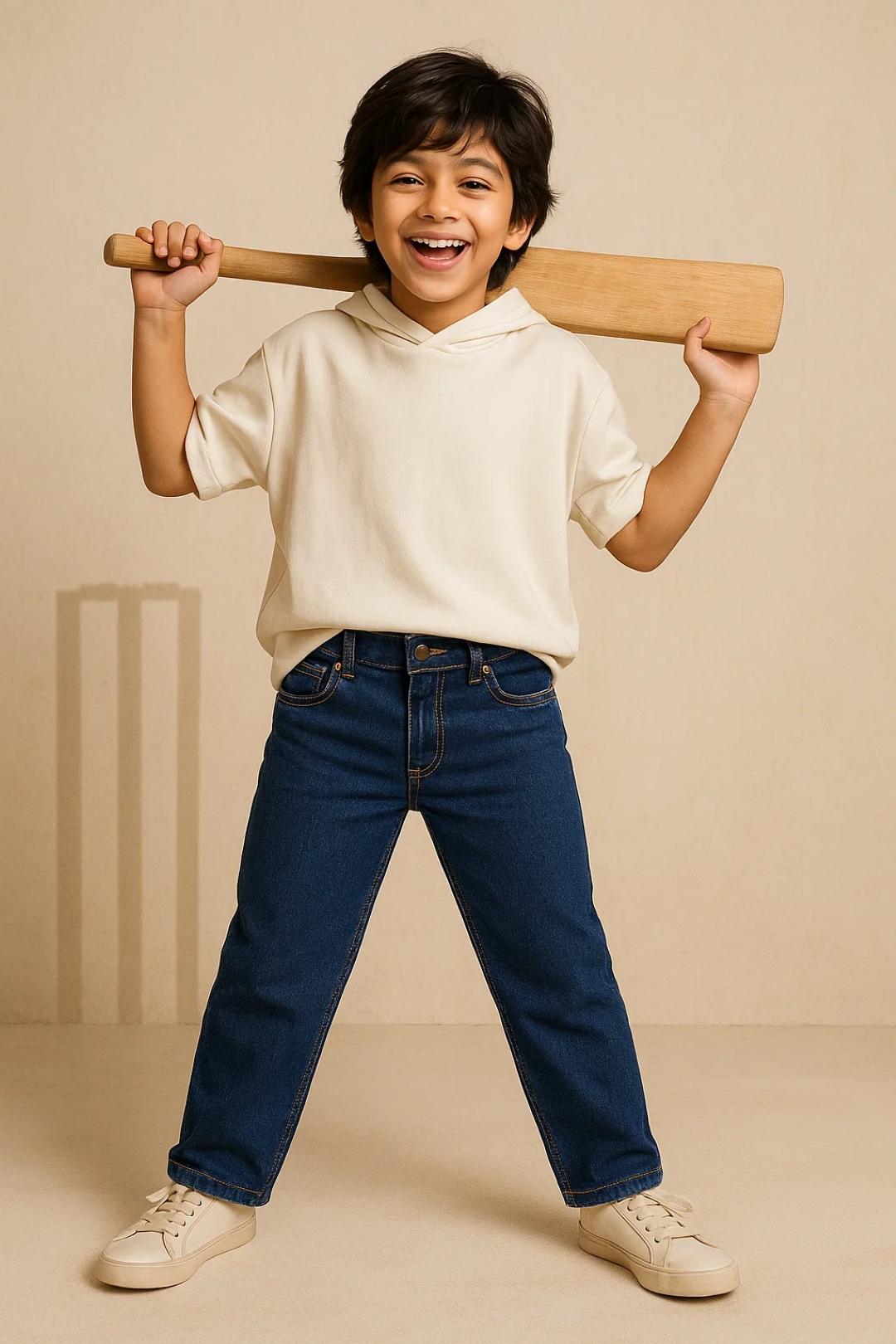 Tales & Stories Boys Denim Dark Blue Casual Slimt Fit Jeans