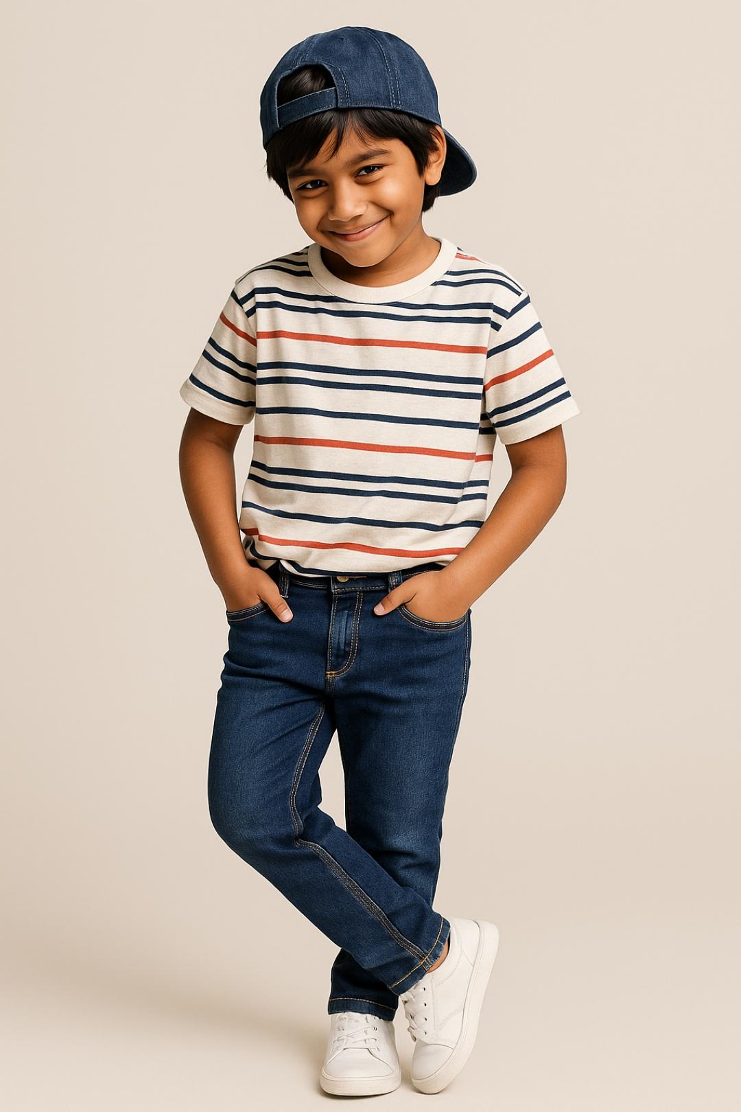 Tales & Stories Boys Denim Khakhi Tint Casual Slimt Fit Jeans
