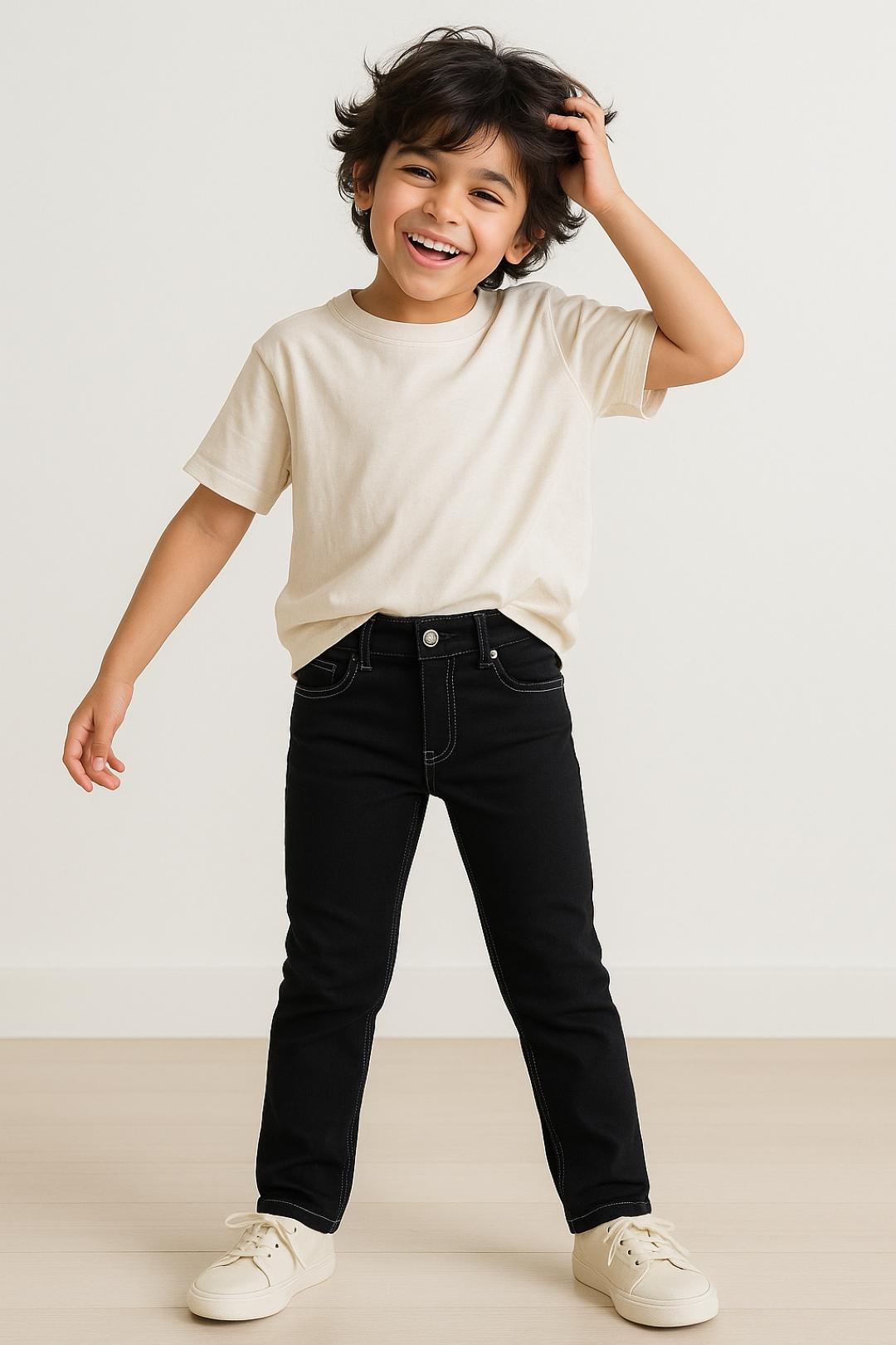 Tales & Stories Boys Denim Jet Black Casual Slimt Fit Jeans