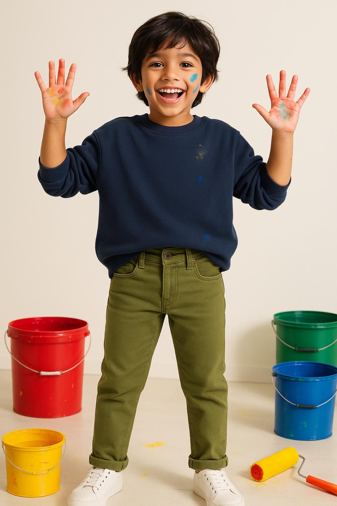 Tales & Stories Boys Denim Olive Jeans