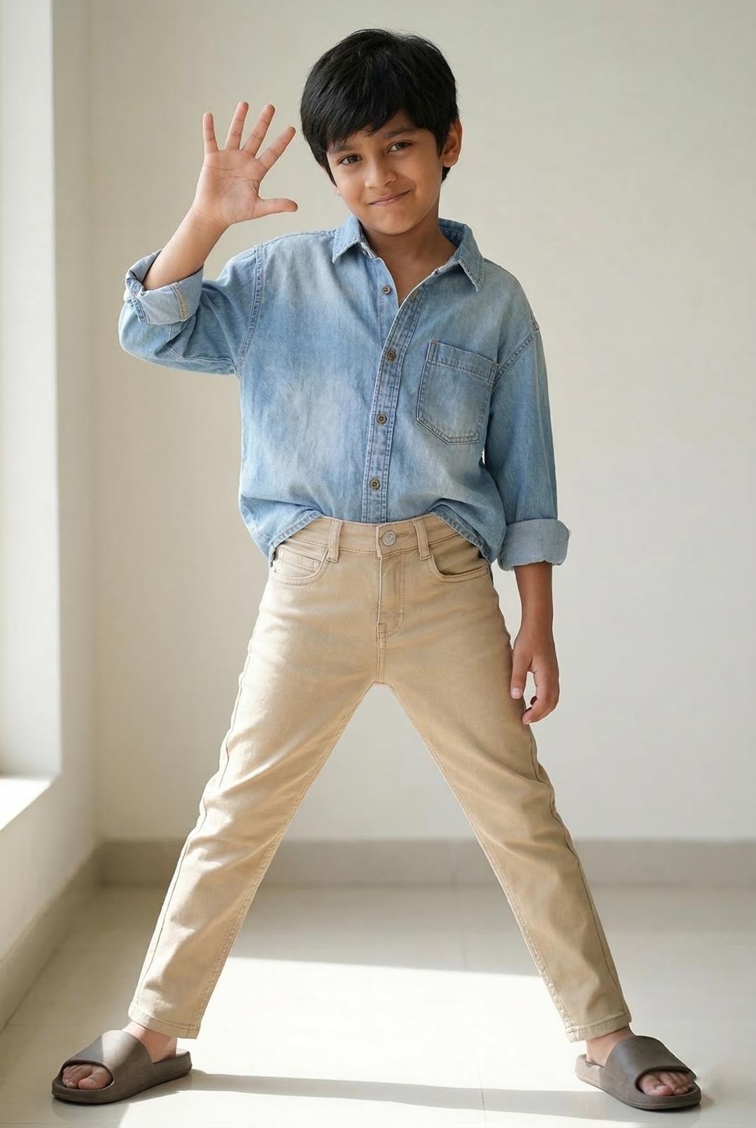 Tales & Stories Boys Denim Khakhi Jeans