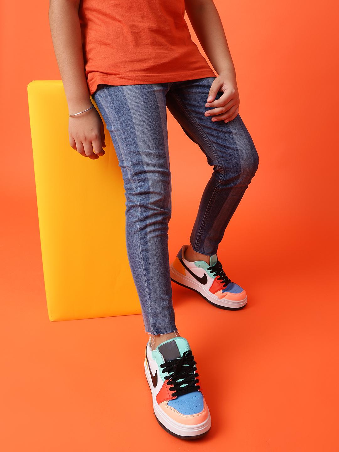 TALES & STORIES Boys Slim Fit Mid Rise Whiskers Stretchable Jeans
