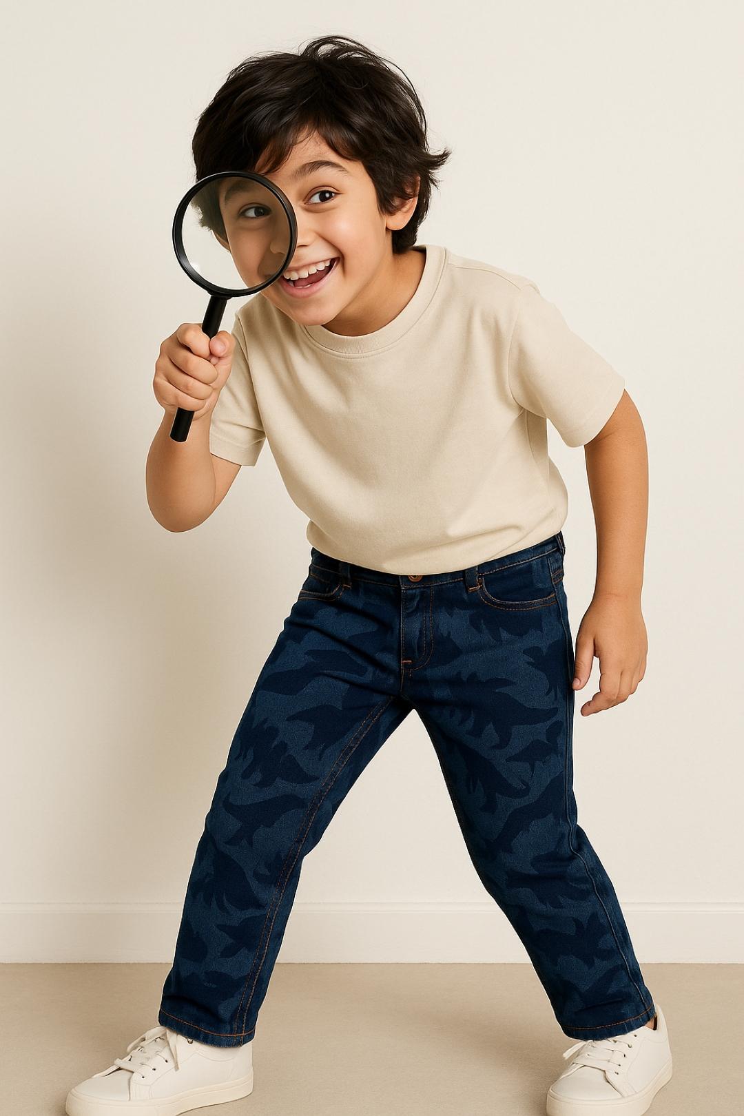 TALES & STORIES Boys Printed Cotton Slim Fit Stretchable Jeans