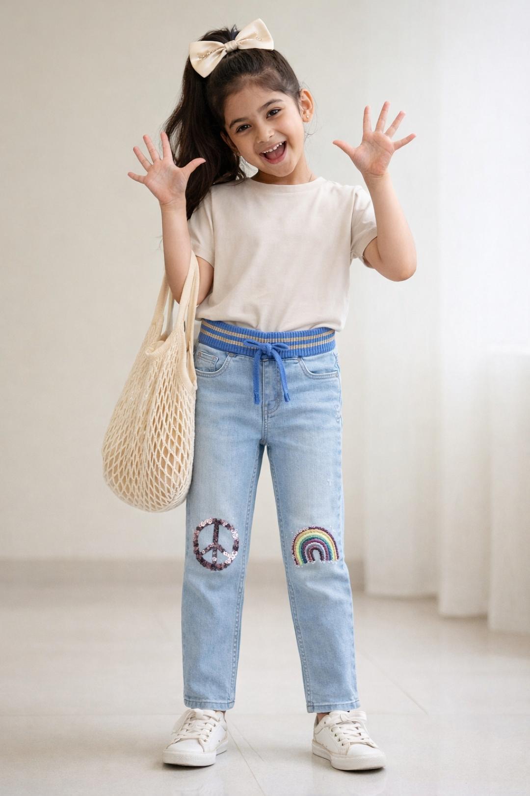 TALES & STORIES Girls Slim Fit Embellished Jeggings