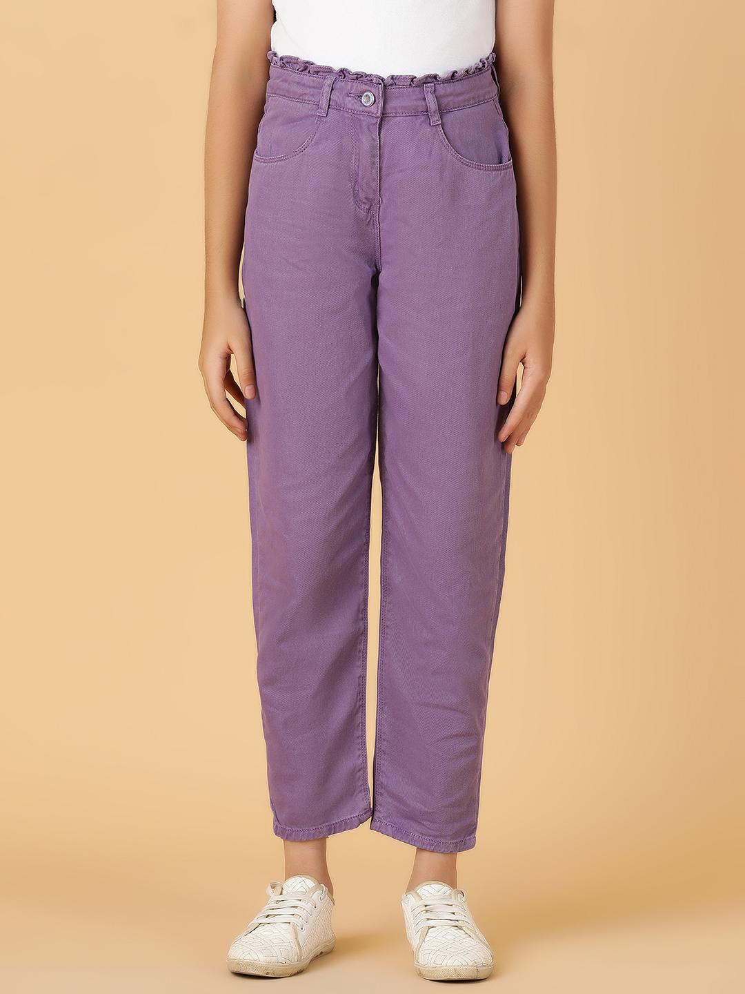 TALES & STORIES Girls Purple Mid-Rise Regular Fit Clean Look Jeans