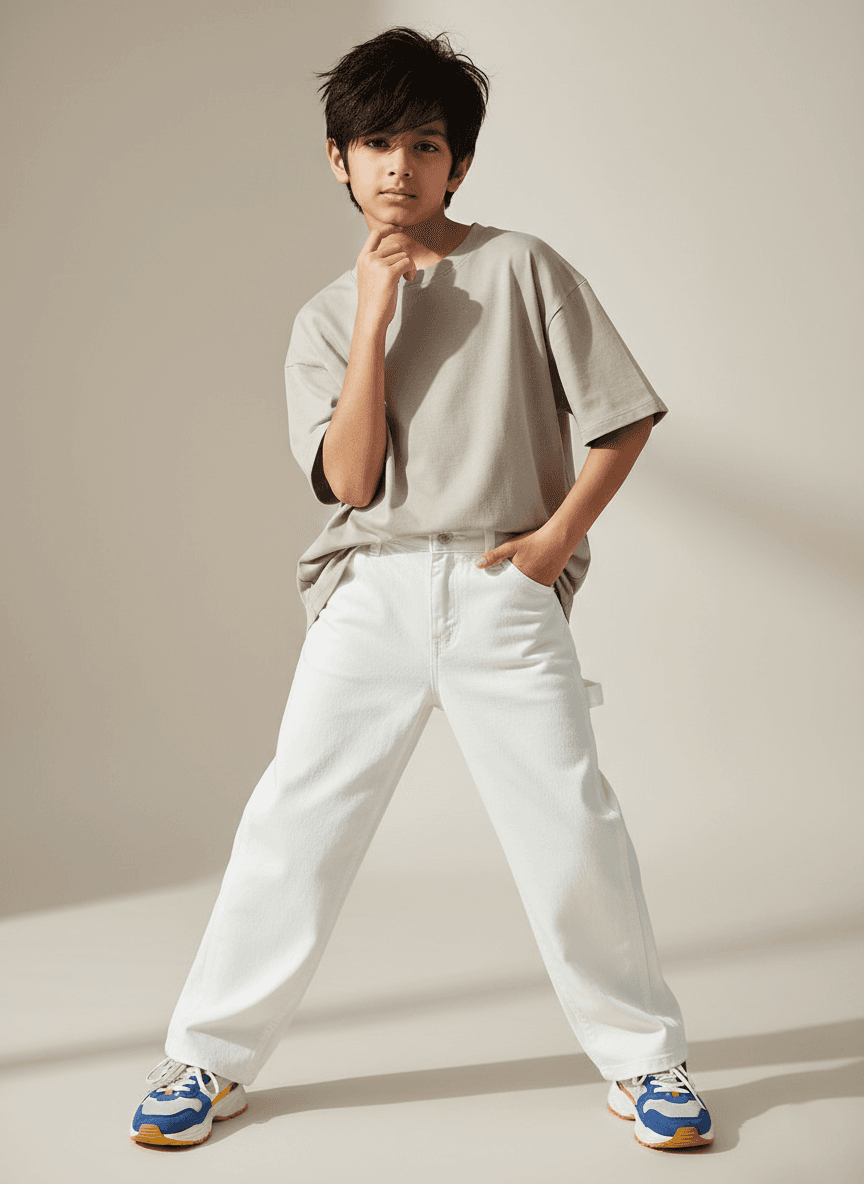 TALES & STORIES Boys Relaxed Fit Mid-Rise Stretchable Jeans