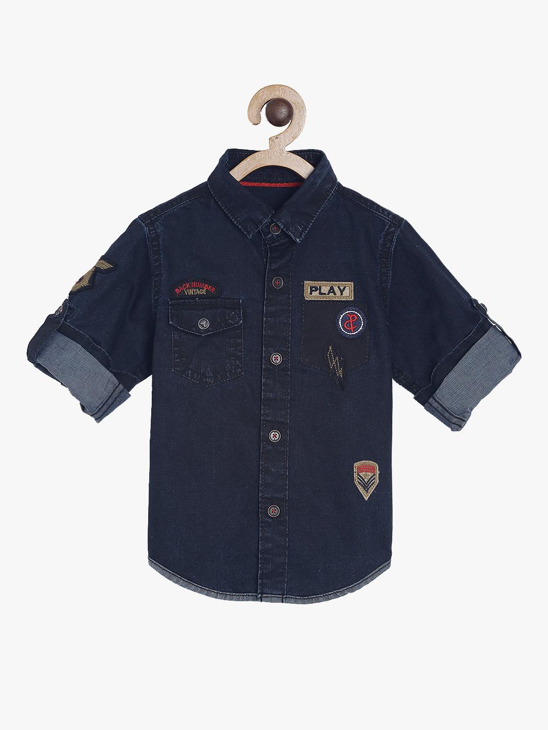 TALES & STORIES Boys Blue Regular Fit Solid Casual Shirt