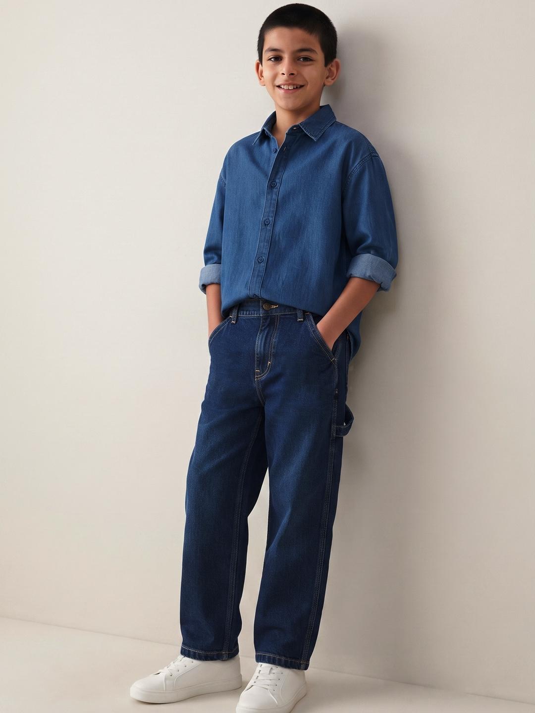 TALES & STORIES Boys Blue Cotton Stretchable Jeans