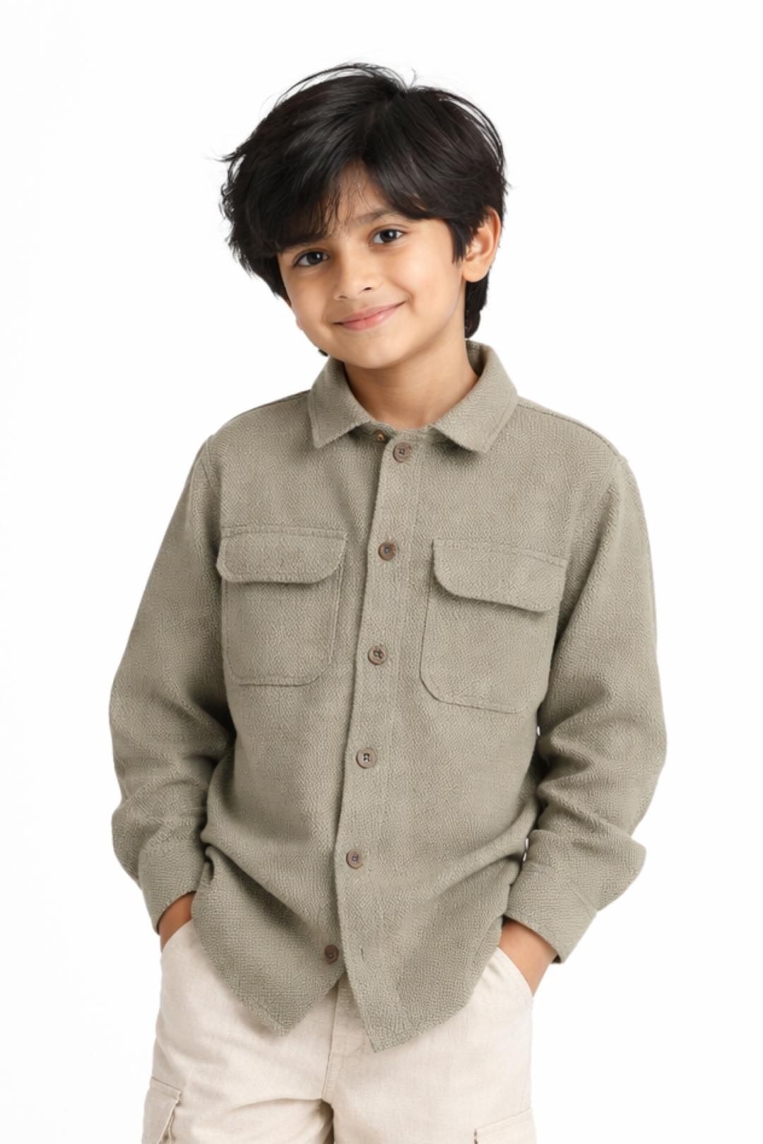 TALES & STORIES Boys Cotton Spread Collar Shackets