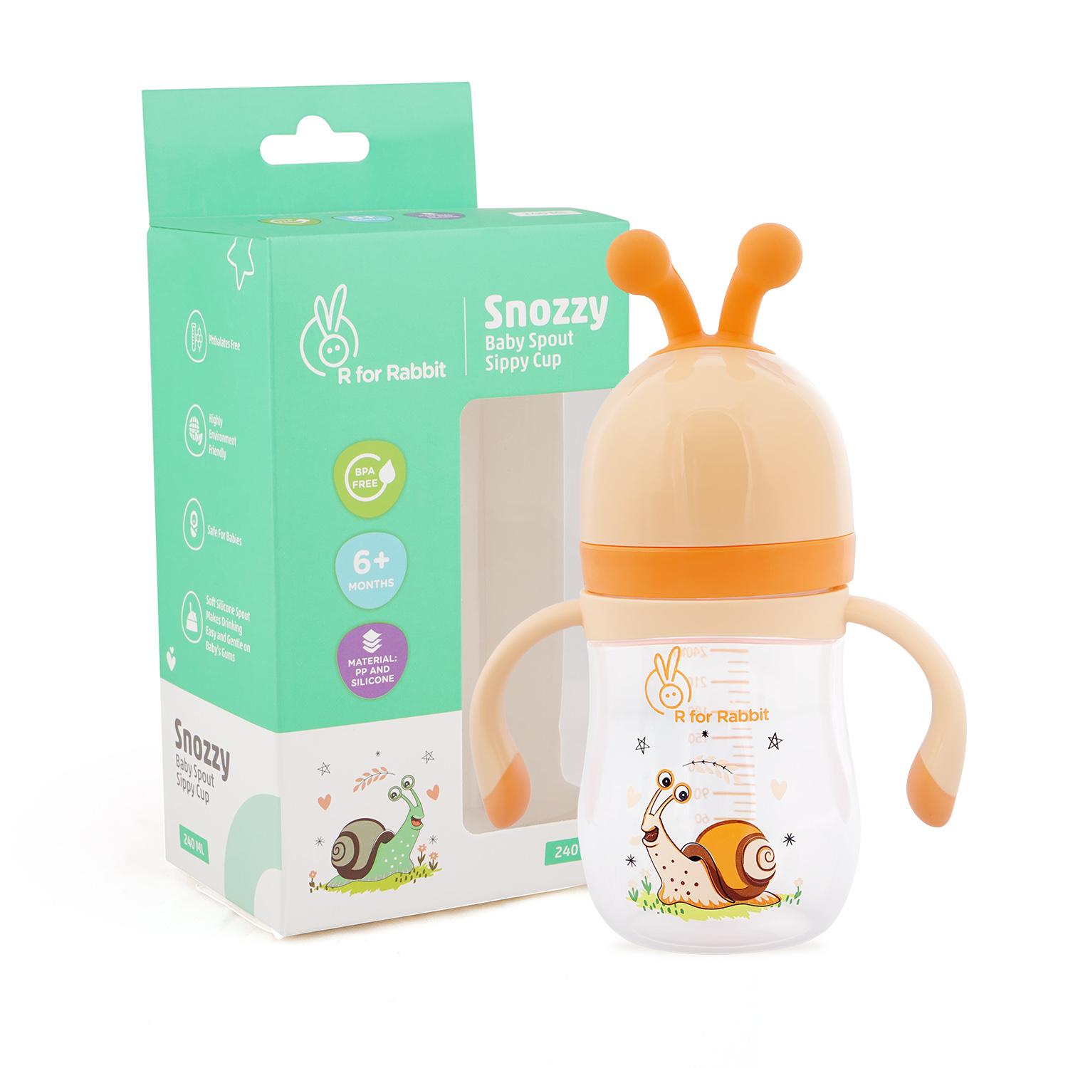 R for Rabbit Snozzy Spout Sippy Cup 240 ML Bottle, PP Spour Sipper, Soft Silicon Spout, Kids of 1 + Year (Yellow)
