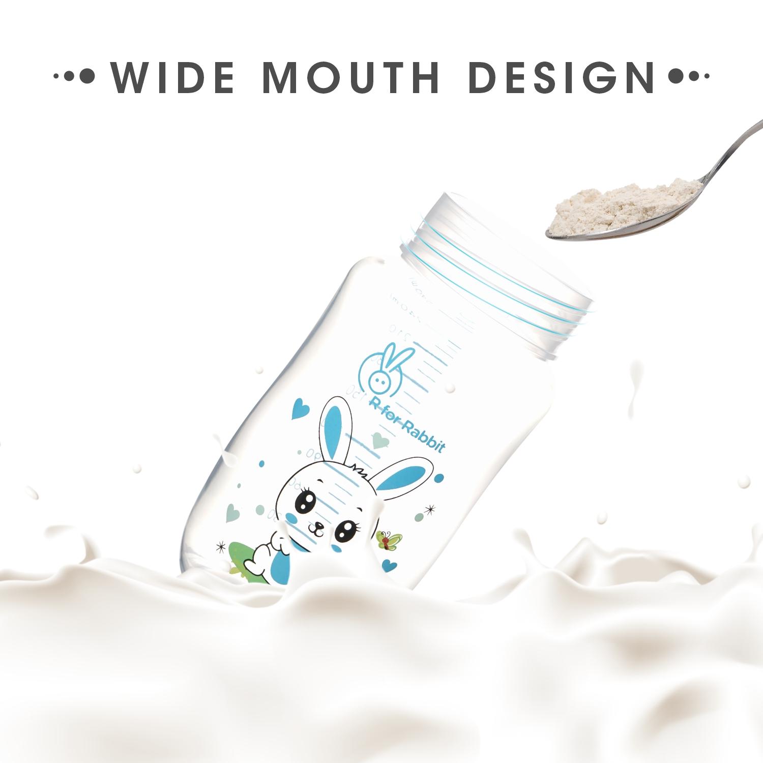 R for Rabbit Bunny Spout Sippy Cup 240 ML Bottle, Soft Silicon PP Spout Sipper for Kids Age of 1 + Year - Blue