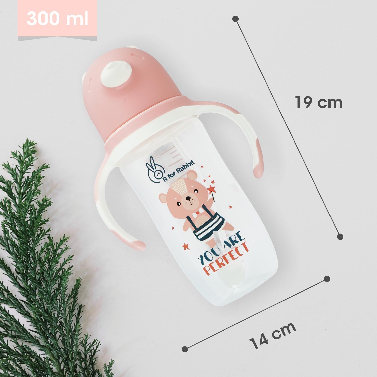 R for Rabbit Premium Baloo Kids Straw Sipper Bottle |10 fl oz | Anti Spill Sippy Cup with Soft Silicone Straw BPA Free & Non Toxic for Kids of 12+ Months -(300 ml Pink)