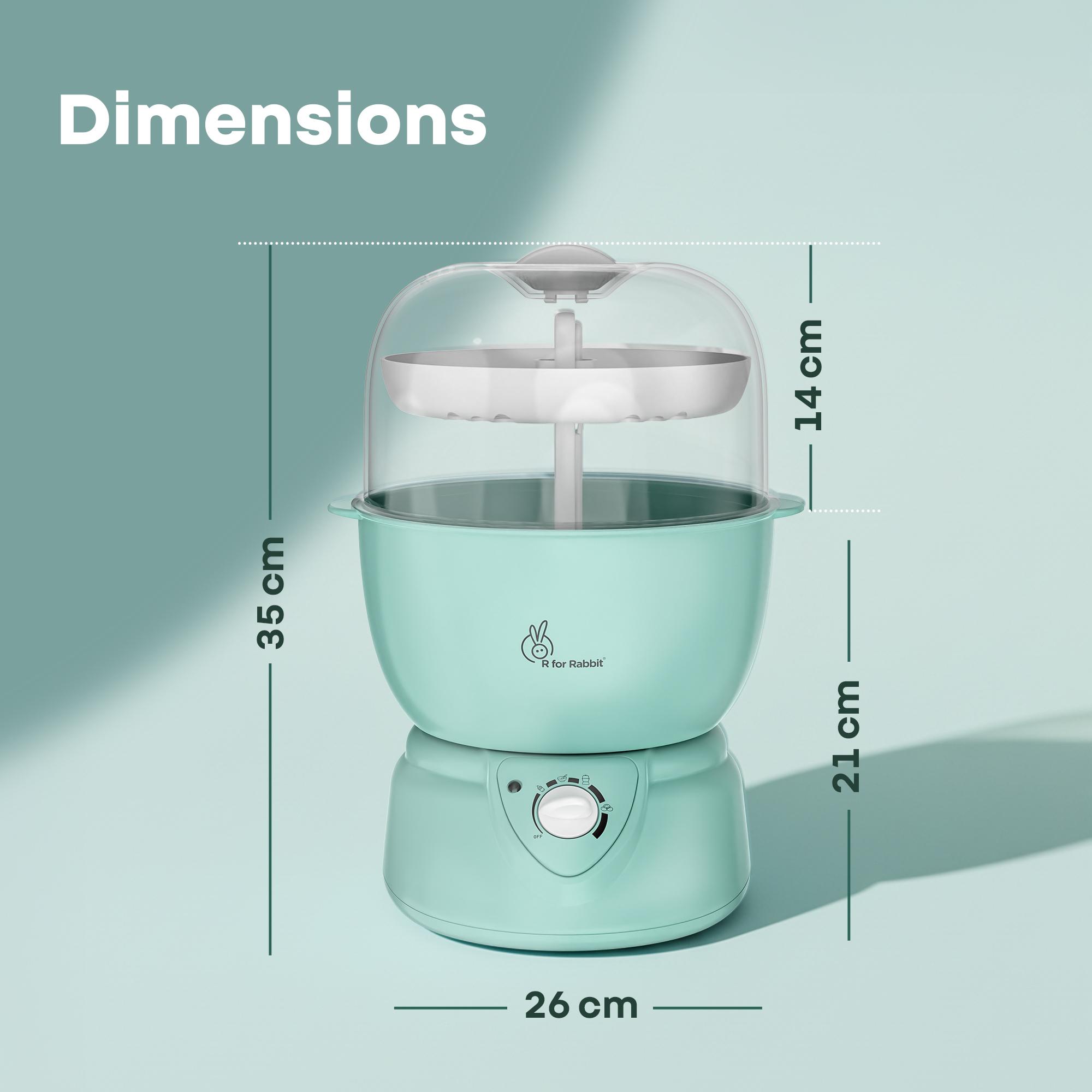 R for Rabbit Hygo Smart 5 in 1 Bottle Sterilizer for Baby Auto Shut-Off Easy Operation Compact & Lightweight Kills Germs Baby Bottle sterilizer (Sea Green)
