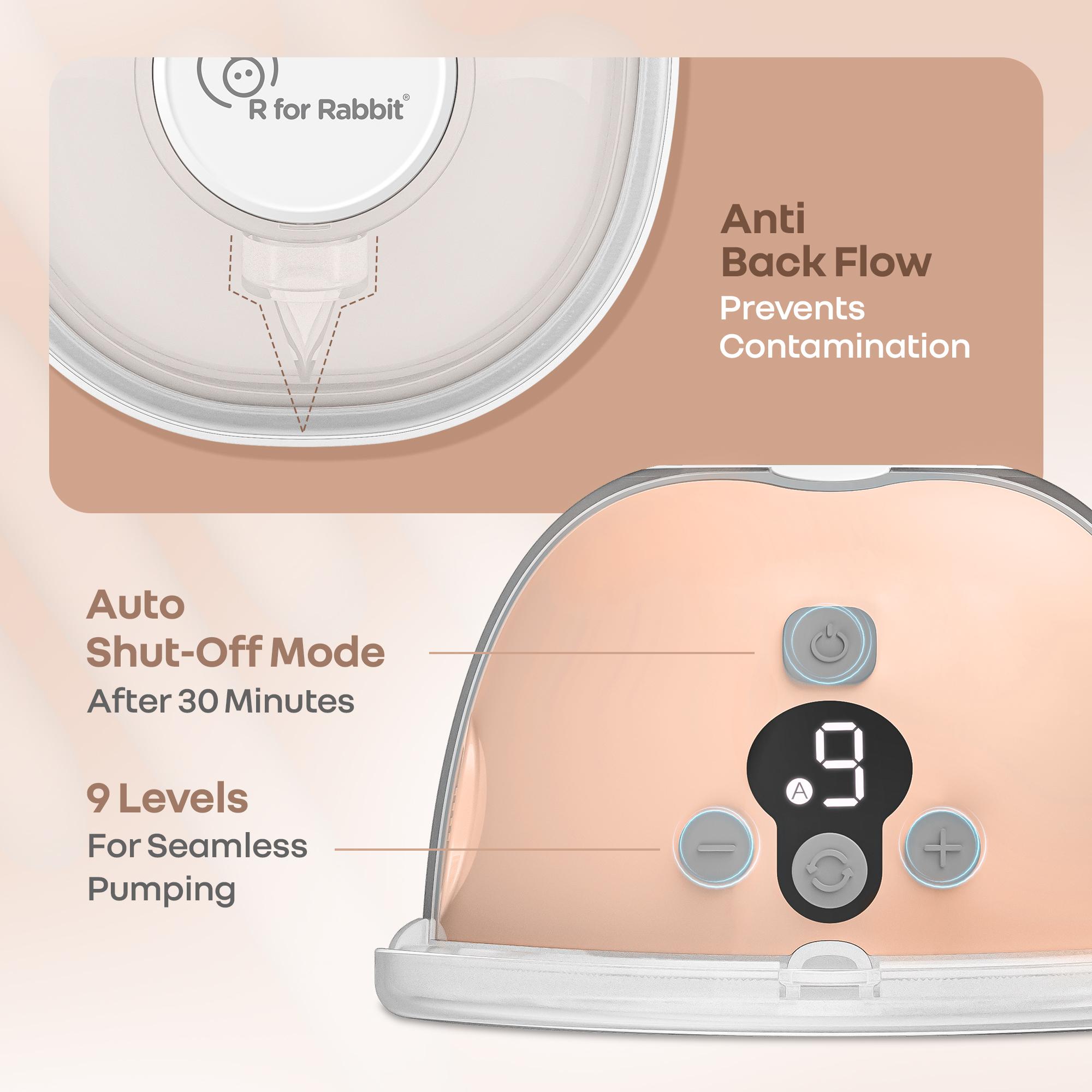 R for Rabbit Lactella Bliss Wearable Electric Breast Pump | 4 Modes, 9 Suction Levels | Rechargeable, Travel-Friendly, Ultra-Thin Design with 2 Flange Sizes (21mm & 24mm) – Peach