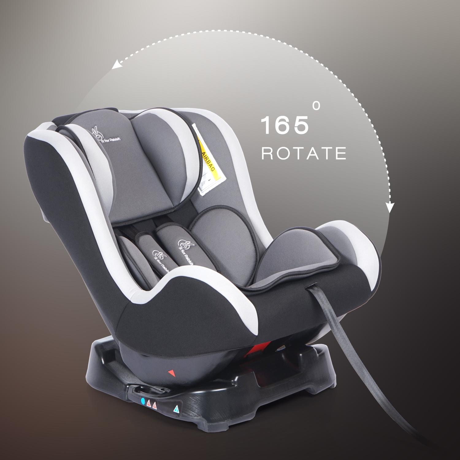 R for Rabbit Convertible Baby Car Seat Jack N Jill ECE R44/04 Safety Certified Car Seat for Kids of 0 to 5 Years Age (Black Grey)