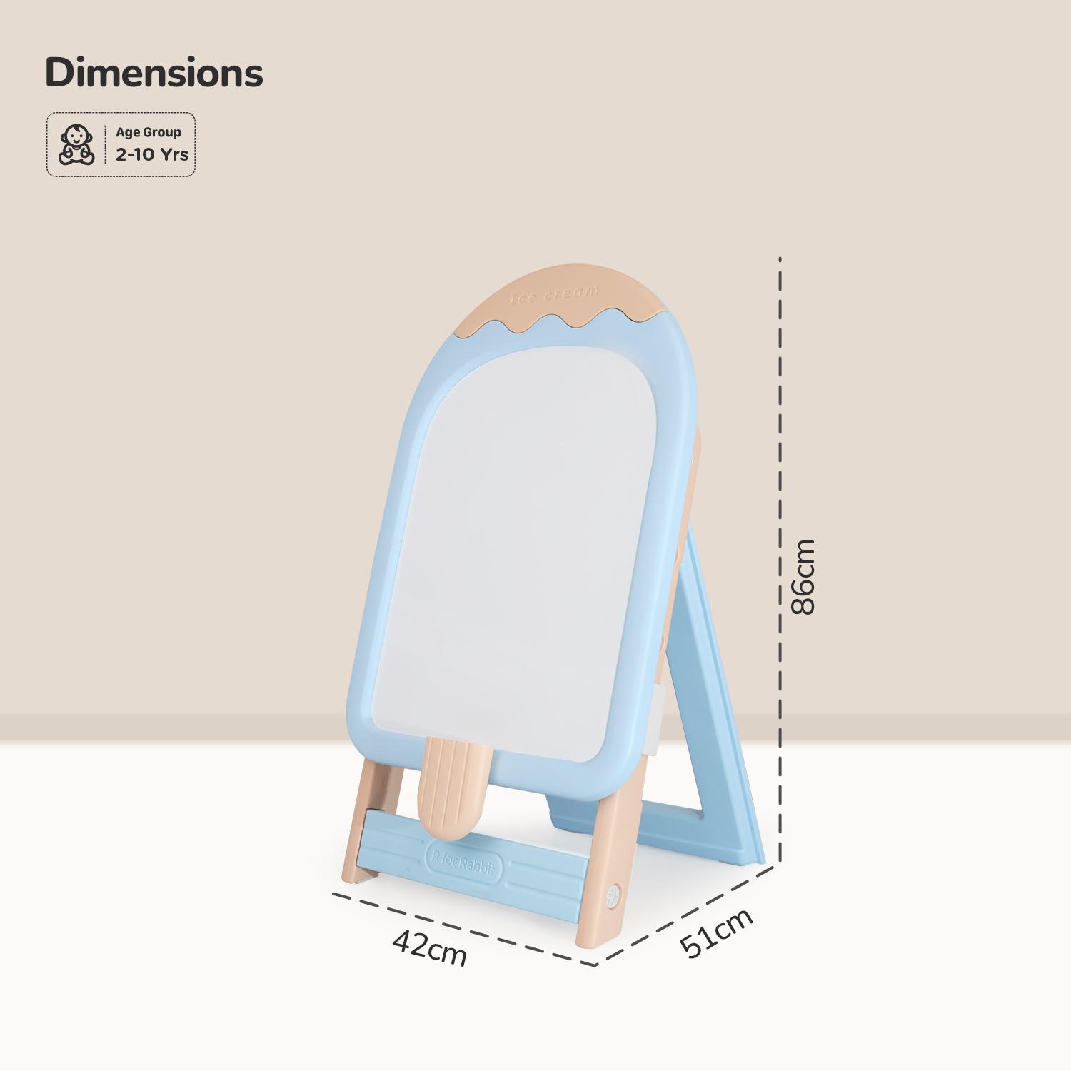R for Rabbit Little Genius Candy Easel Board for Kids Drawing Activity Board, Multifunctional Foldable Height Adjustable Magnetic Drawing Board for 2-10 Years Kids (Blue)