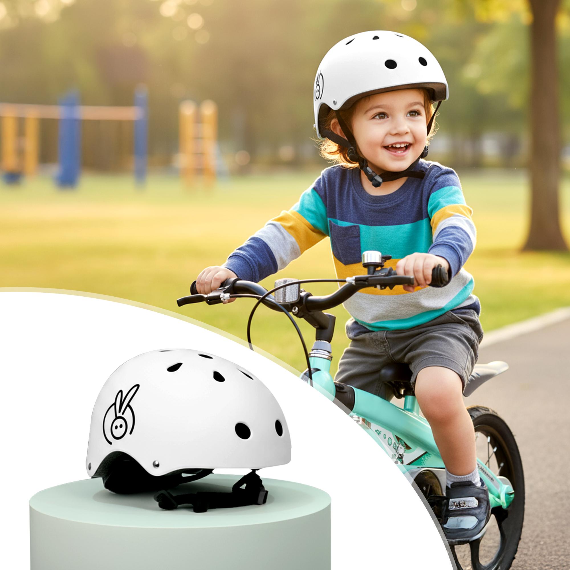 R for Rabbit Safe Play Helmet for Kids, Safety Certified, Adjustable Straps Lightweight Baby Head Protector Helmet for Skating, Cycling, Scooter ABS & EPS Material Age 5-13 Years Babies (White)