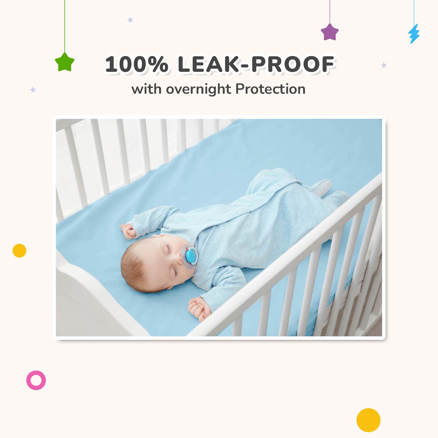 R for Rabbit Waterproof Quick Dry Sheet Bliss for Baby | Anti-Piling Fleece Breatheable Fabric Extra Absorbent Instant Dry Baby Bed/Cot Protector Mat (Size-M,Blue)