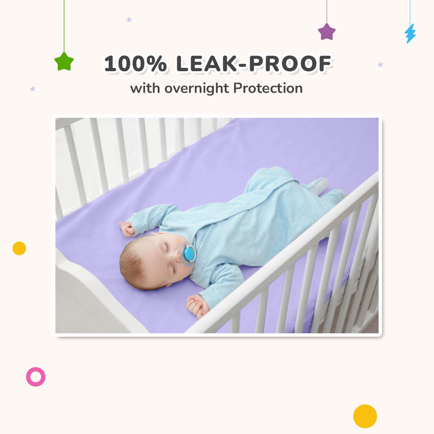 R for Rabbit Waterproof Quick Dry Sheet Bliss for Baby | Anti-Piling Fleece Breatheable Fabric Extra Absorbent Instant Dry Baby Bed/Cot Protector Mat (Size-M,Purple)