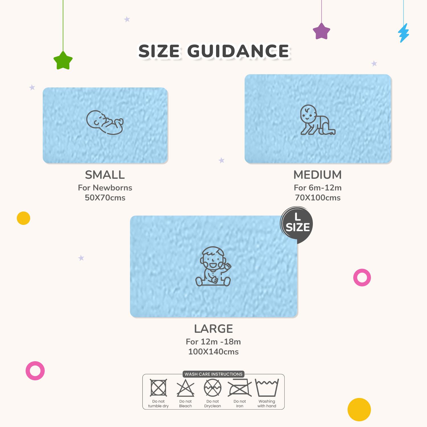 R for Rabbit Waterproof Quick Dry Sheet Bliss for Baby | Anti-Piling Fleece Breatheable Fabric Extra Absorbent Instant Dry Baby Bed/Cot Protector Mat (Size-L,Blue)