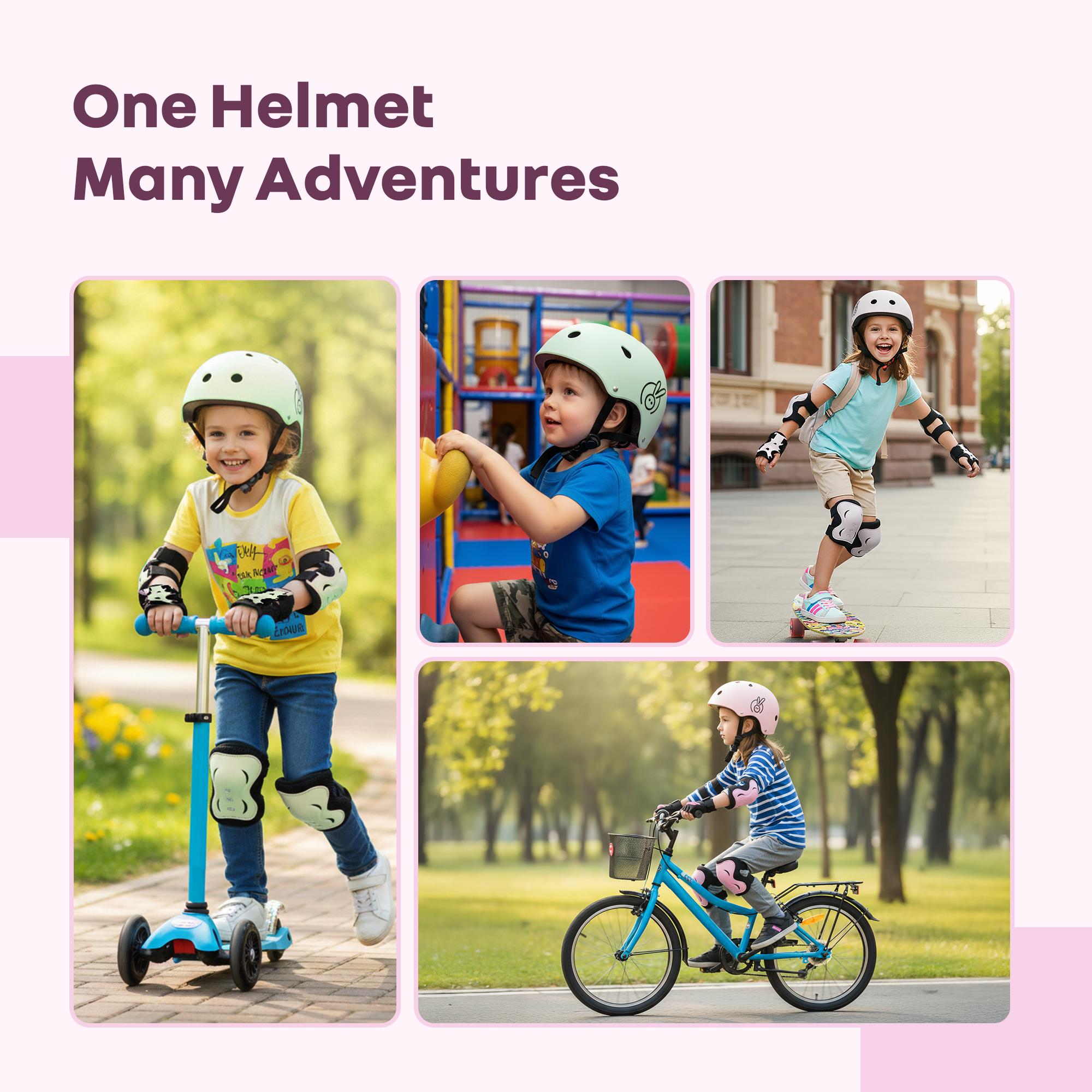 R for Rabbit Safe Play Helmet for Kids, Safety Certified, Adjustable Straps Lightweight Baby Head Protector Helmet for Skating, Cycling, Scooter ABS & EPS Material Age 5-13 Years Babies (Pink)